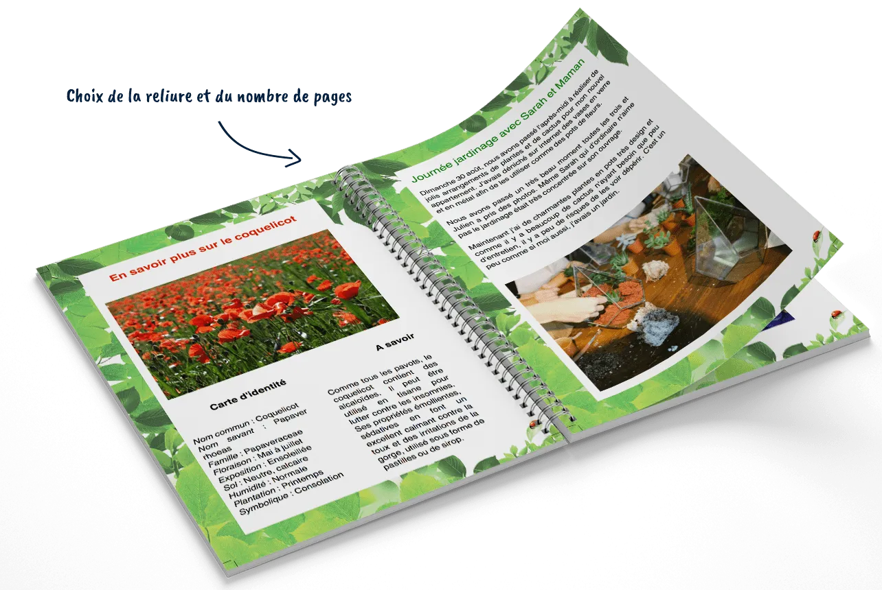Cahier de jardinage - Créez mon livre