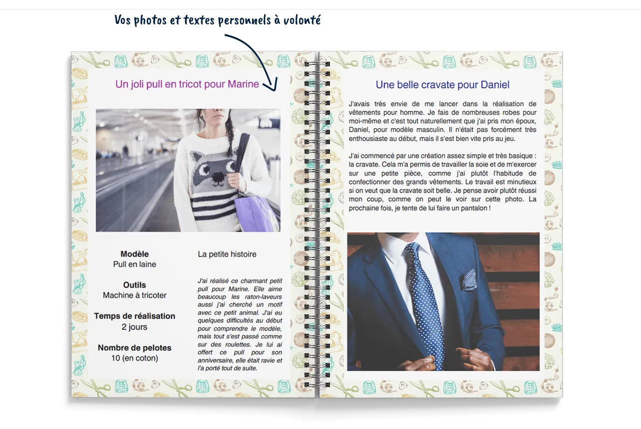 Cahier de couture - Créez mon livre
