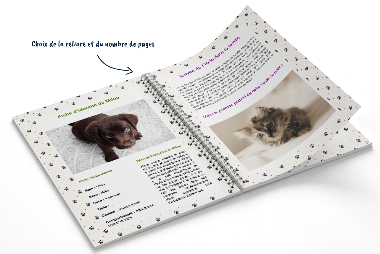 Créer le livre de mon animal - Créez mon livre
